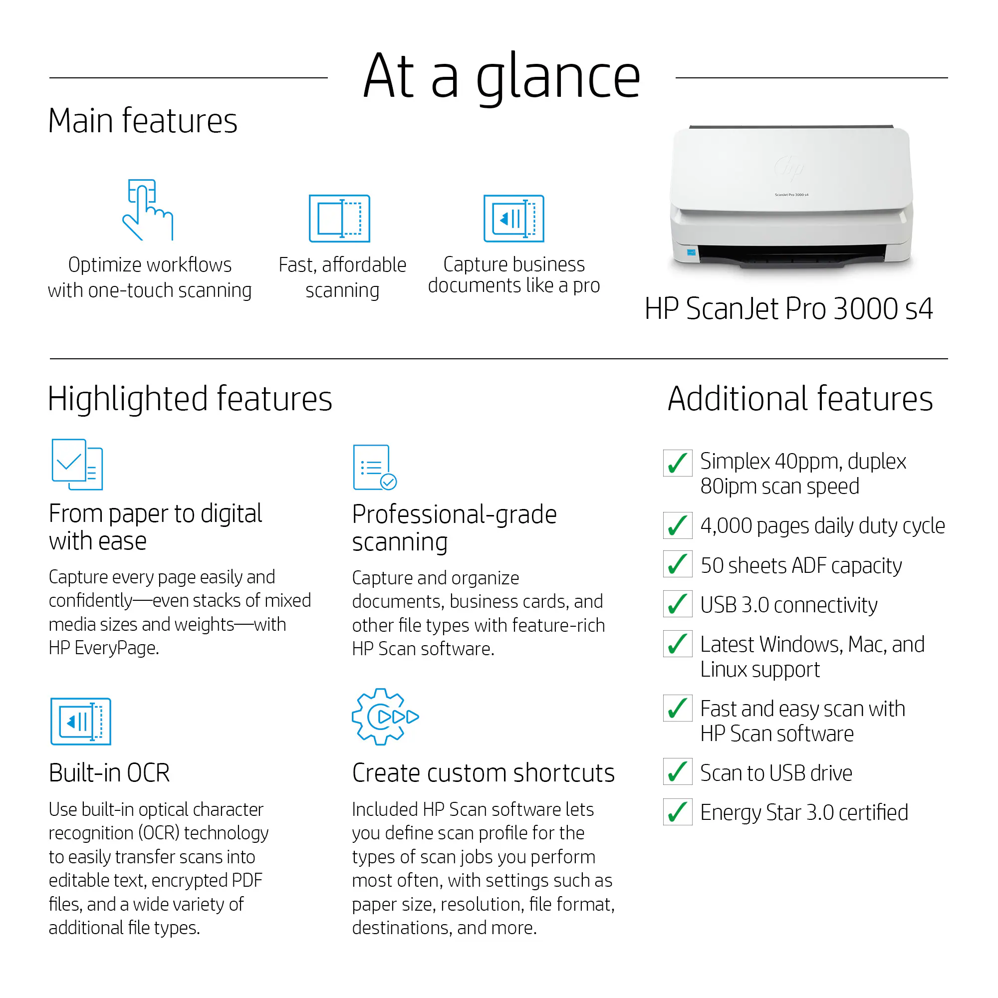 HP ScanJet Pro 3000 s4 Sheet-feed Scanner - Image 3
